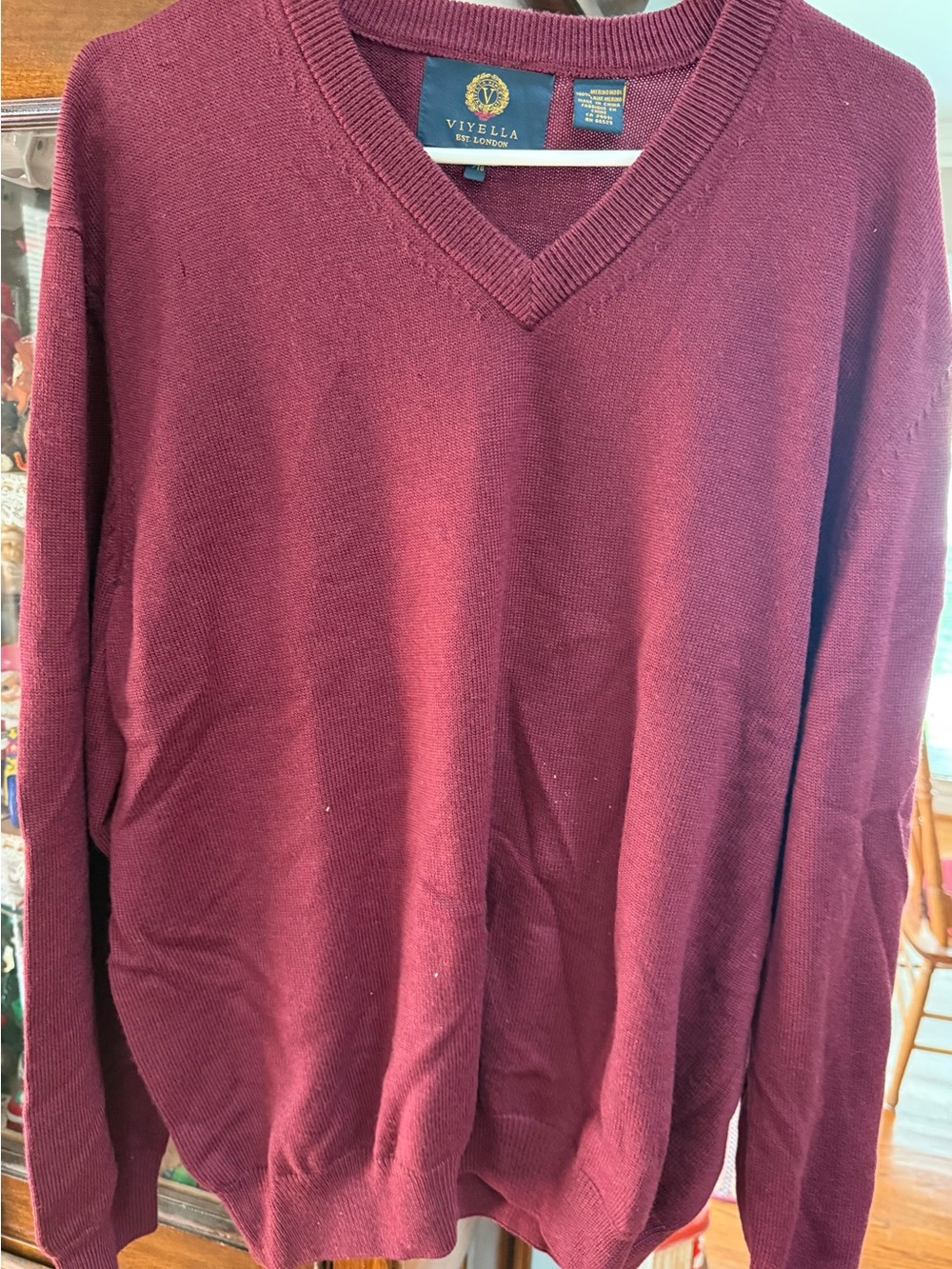 VIYELLA London Burgundy Men’s Wool Sweat Sweater